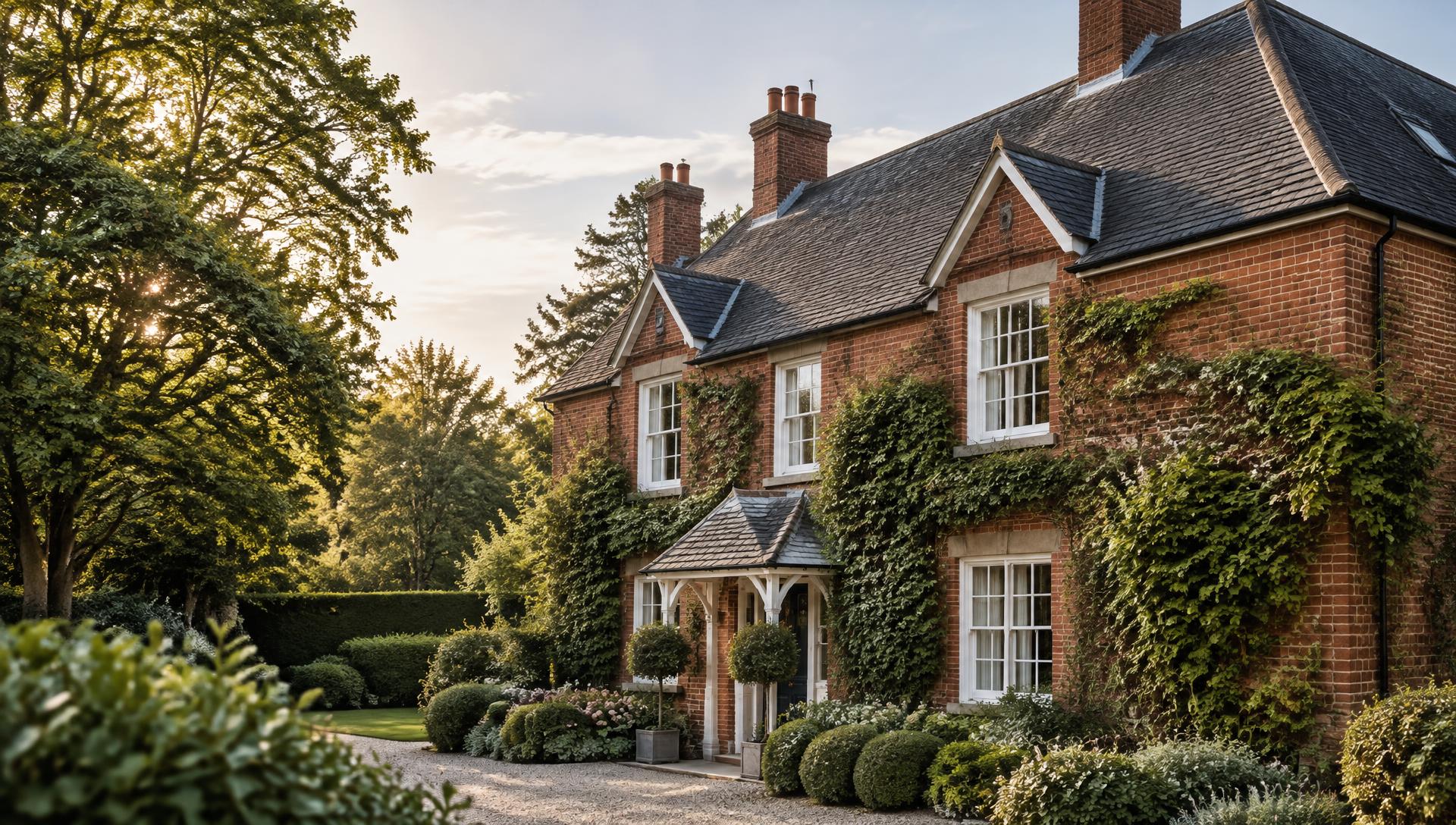 A traditional red-brick Hampshire home with a slate pitched roof